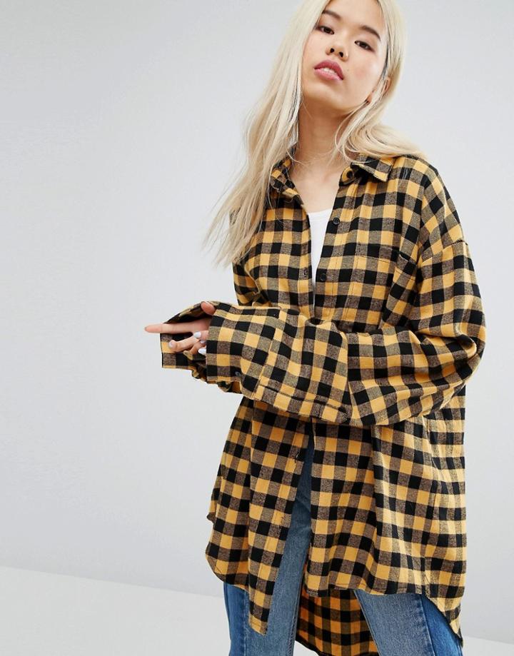 Stylenanda Extreme Oversized Deconstructed Checked Shirt - Multi