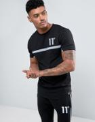 11 Degrees T-shirt In Black With Reflective Stripe - Black