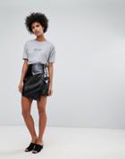 Vero Moda Patent Wrap Skirt - Black