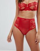 Asos Ellie Delicate Lace High Waist Pant-red