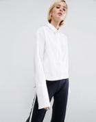 Asos Cropped Smart Cotton Shirt With Deep Cuff - White