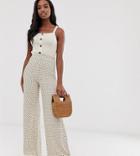Asos Design Tall Wide Leg Pants In Neutral Non-print - Multi