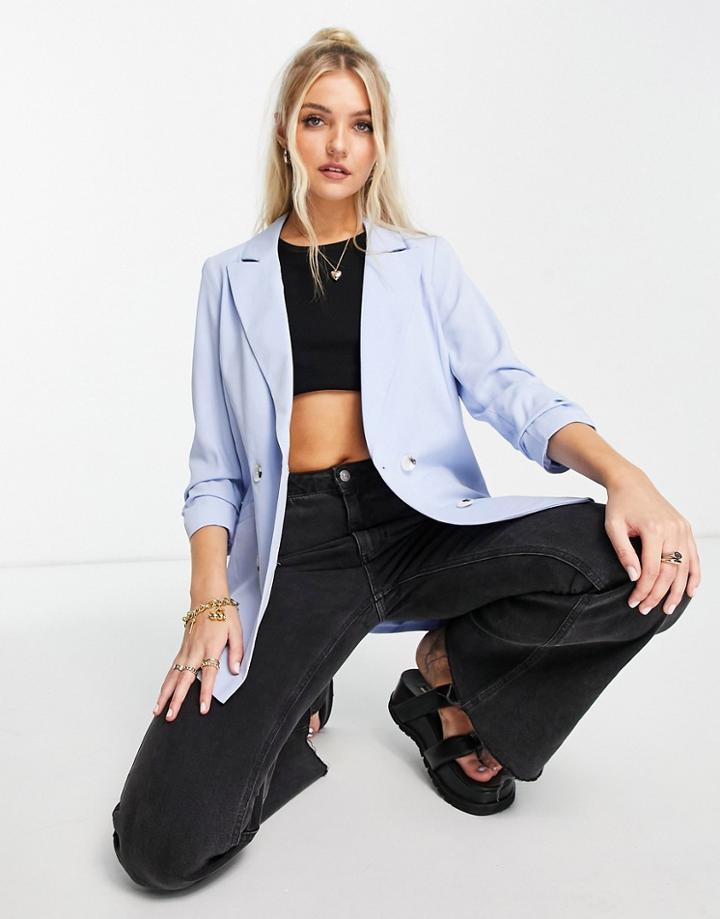 Miss Selfridge Double Breasted Blazer In Blue-blues