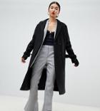 Na-kd Tie Sleeve Tailored Coat In Black