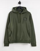 Armani Ea7 Train Core Id Box Logo Overhead Fleece Hoodie In Khaki-green