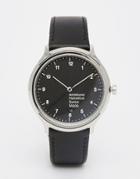 Mondaine Helvetica Regular Leather Watch In Black 40mm - Black