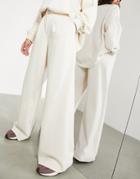 Asos Edition High Waist Pants In Textured Jersey In Cream-white