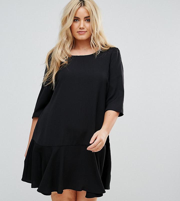 Junarose Peplum Hem Dress - Black