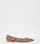 Asos Design Wide Fit Virtue D'orsay Pointed Ballet Flats In Pink Snake - Red