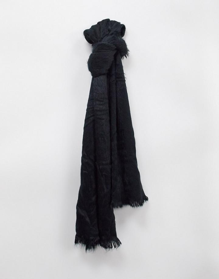 Glamorous Super Soft Oversized Scarf With Fringe Edging In Black