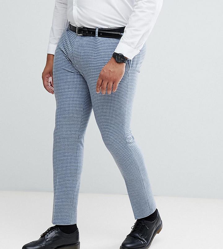 Asos Plus Wedding Super Skinny Suit Pants In Mini Check - Blue