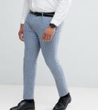 Asos Plus Wedding Super Skinny Suit Pants In Mini Check - Blue