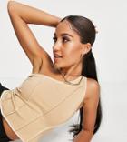 Asyou Exposed Seam One Shoulder Top In Tan-neutral