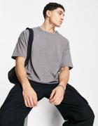 Asos Design Oversized Heavyweight T-shirt In Washed Black Heather