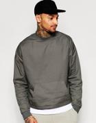 Asos Oversized Cropped Woven Sweatshirt In Grey - Gray