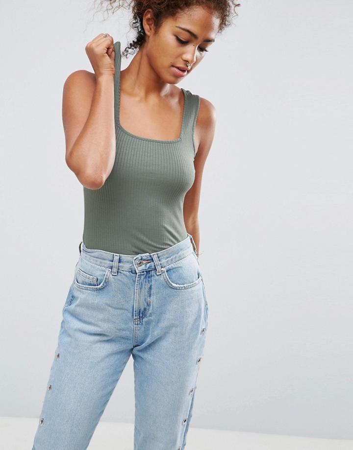 Asos Tank With Square Neck - Green