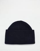 Asos Beanie With Deep Turn Up In Navy - Navy
