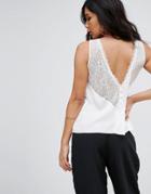 Asos Tank With Lace Detail - White