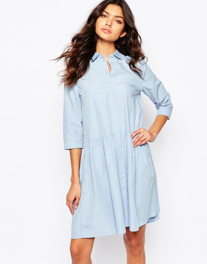 Boss Orange Equeen Shirt Dress With Full Skirt - 461 Open Blue