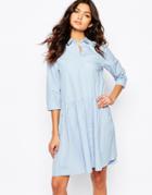 Boss Orange Equeen Shirt Dress With Full Skirt - 461 Open Blue