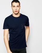 Selected Homme T-shirt With Printed Pocket - Dark Sapphire