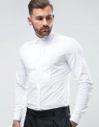 Asos Slim Shirt With Stretch And Pleated Bib - White