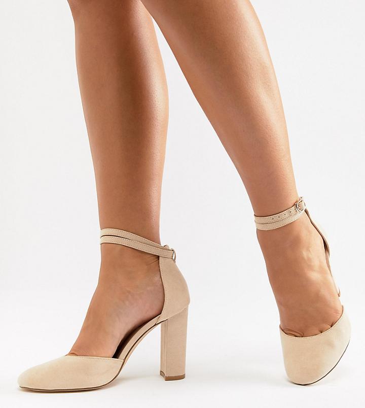 London Rebel Wide Fit High Heels - Beige