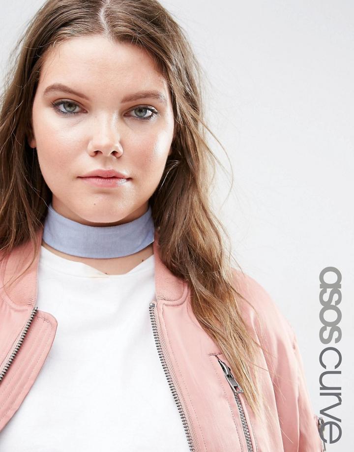 Asos Curve Wide Jersey Choker Necklace - Blue