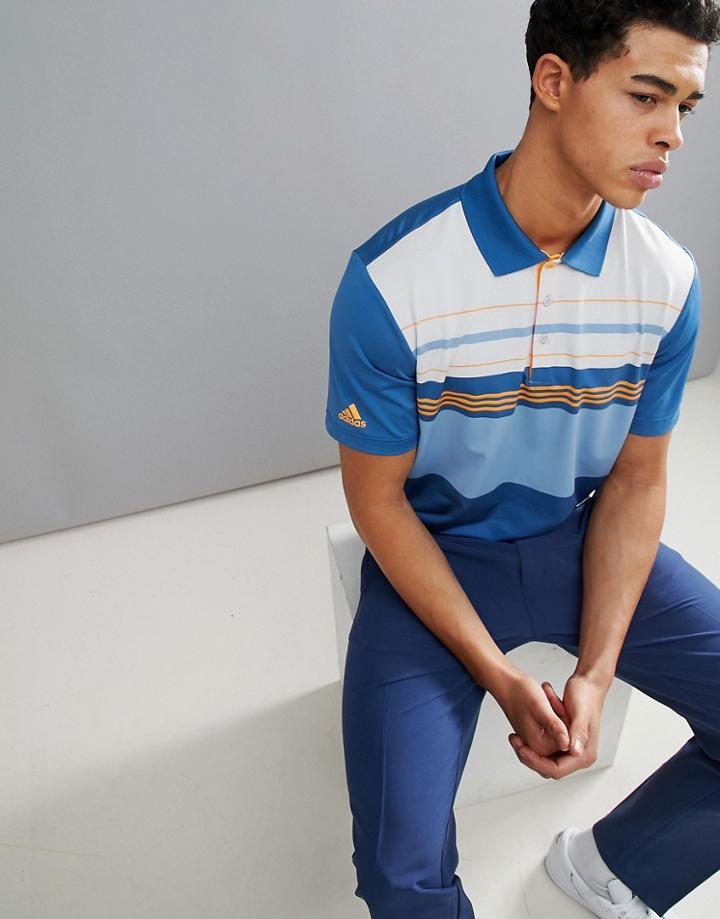 Adidas Golf Ultimate 365 Engineered Polo In Blue Stripe Cf7983 - Blue