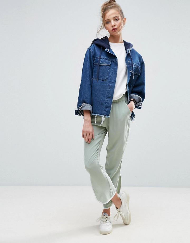 Asos Peg Pants With Contrast Binding - Blue