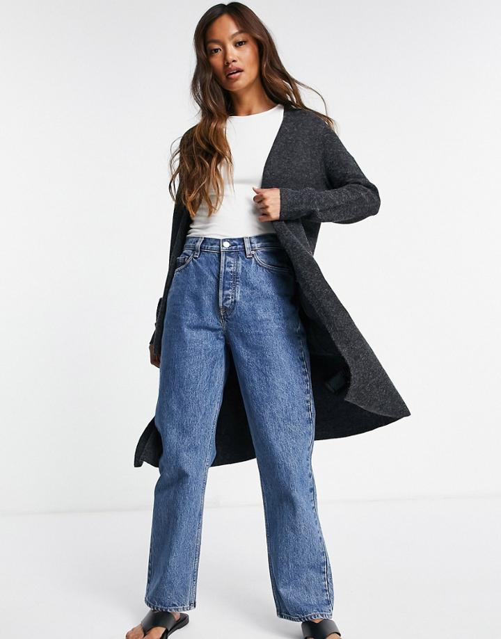 Vero Moda Longline Cardigan In Charcoal-black