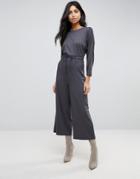 Asos Jersey Jumpsuit With Toggle Waist And Batwing Sleeve - Gray