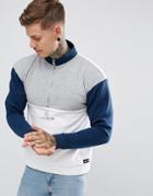 Hype Sweatshirt With Quarter Zip And Funnel Neck - White