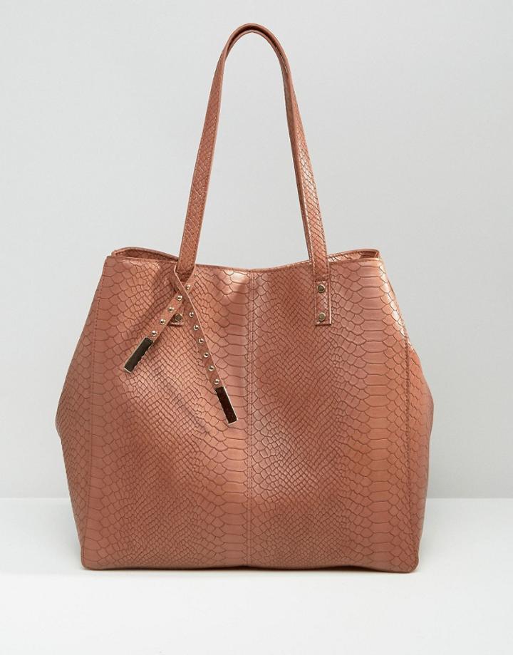 Asos Croc Shopper Bag - Brown