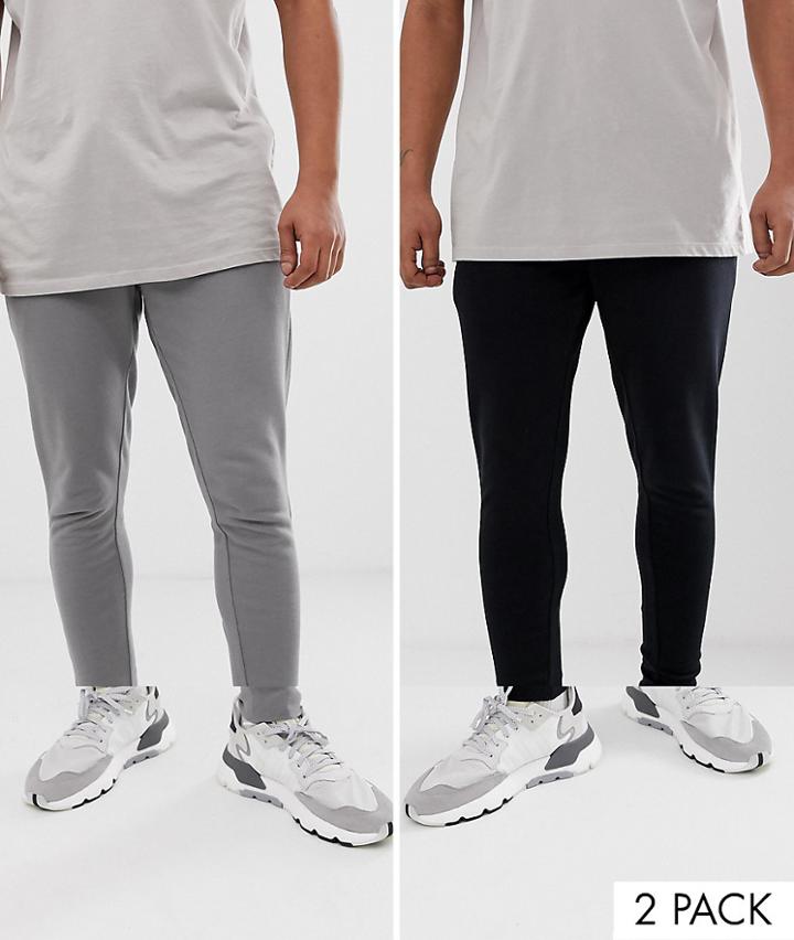 Asos Design Super Skinny Sweatpants 2 Pack Black Flat Gray - Multi