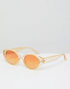 Asos Fine Frame Oval Fashion Sunglasses In Tonal Yellow Frame & Lens - Yellow