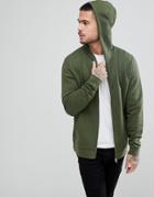 Asos Zip Through Hoodie With Gold Side Zips - Green