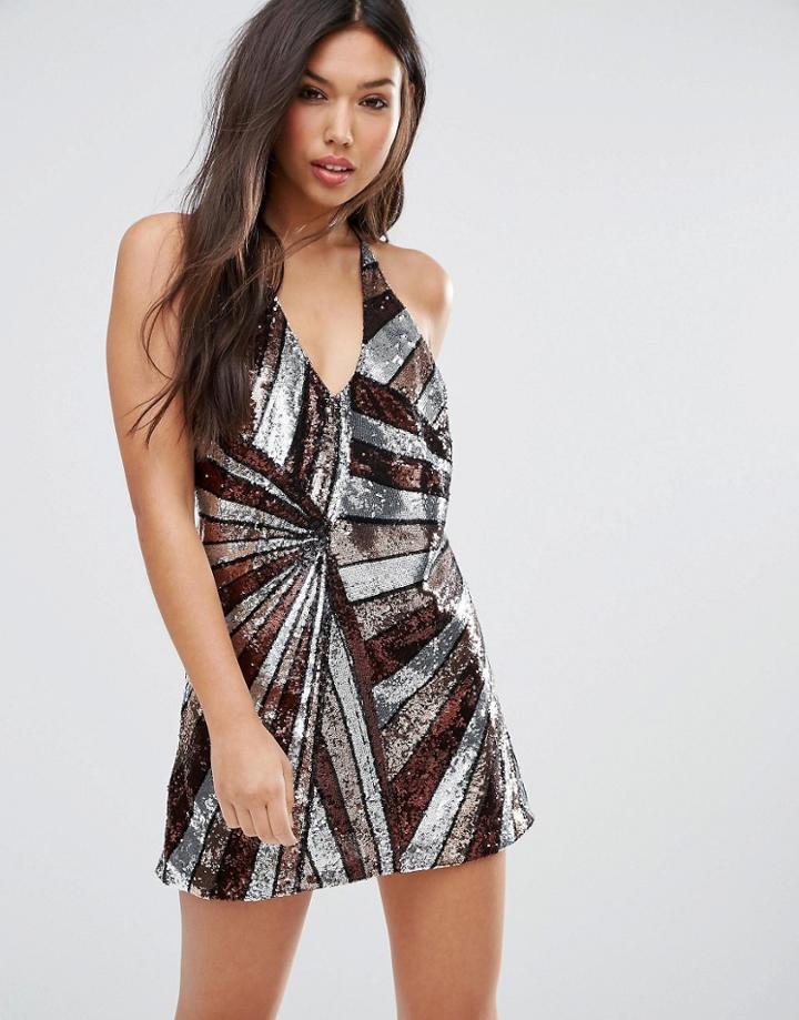 Motel Flash Cecile Dress In 70s Sequins - Multi