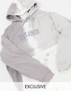 Reclaimed Vintage Inspired Hoodie With Logo In Two Tone Wash-grey