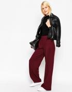 Asos Wide Leg Pant In Wool Touch - Wine