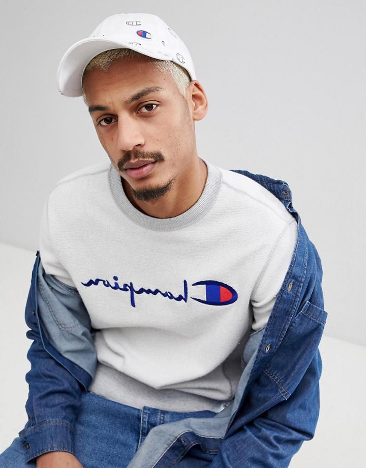 Champion All Over Print Baseball Cap In White - White