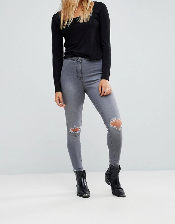 Parisian Ripped Knee Jeans - Gray
