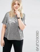 Asos Curve T-shirt In Gold Metallic - Gold