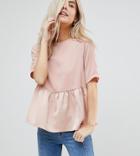 Vero Moda Petite Peplum Top With Bow Detail - Pink