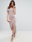 Asos Scuba Bardot Wrap Maxi Dress - Pink
