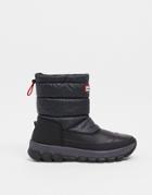 Hunter Original Padded Snow Boots In Black With Orange Trim