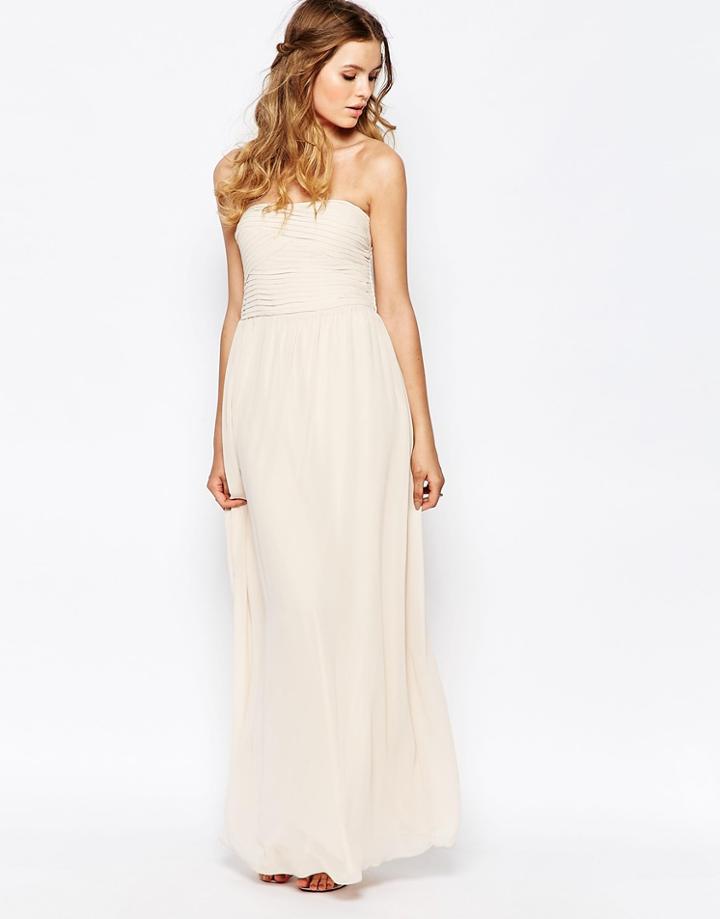 Vila Ruched Bodice Bandeau Maxi Dress - Cream