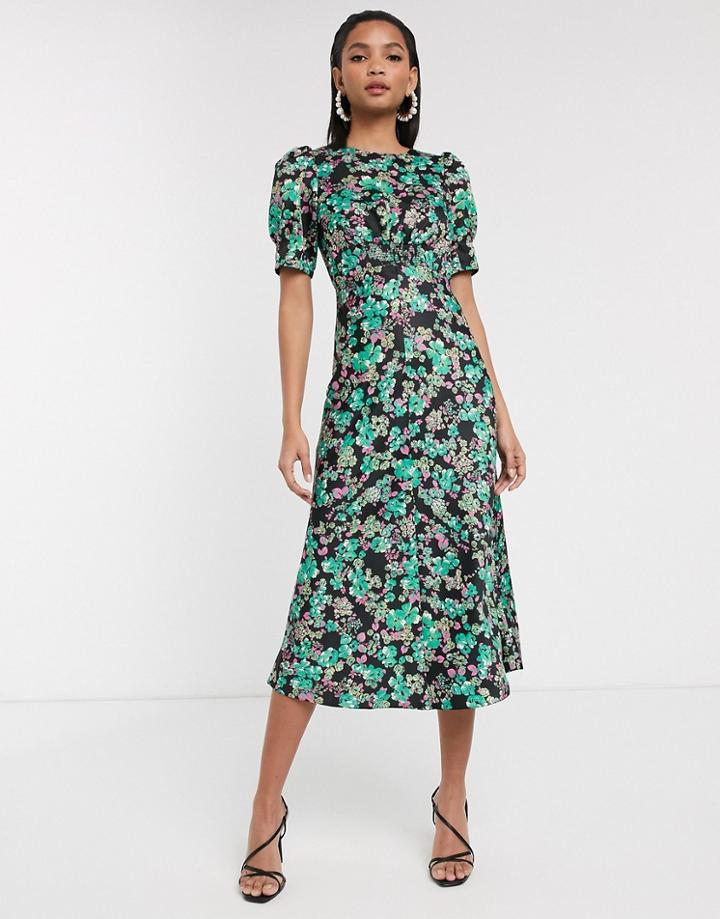 Asos Design Midi Tea Dress In Floral Print