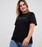 Asos X Glaad Curve Relaxed T-shirt With Embroidery - Black
