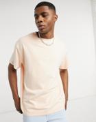 The Couture Club Essential T-shirt With Tonal Signature In Peach-pink